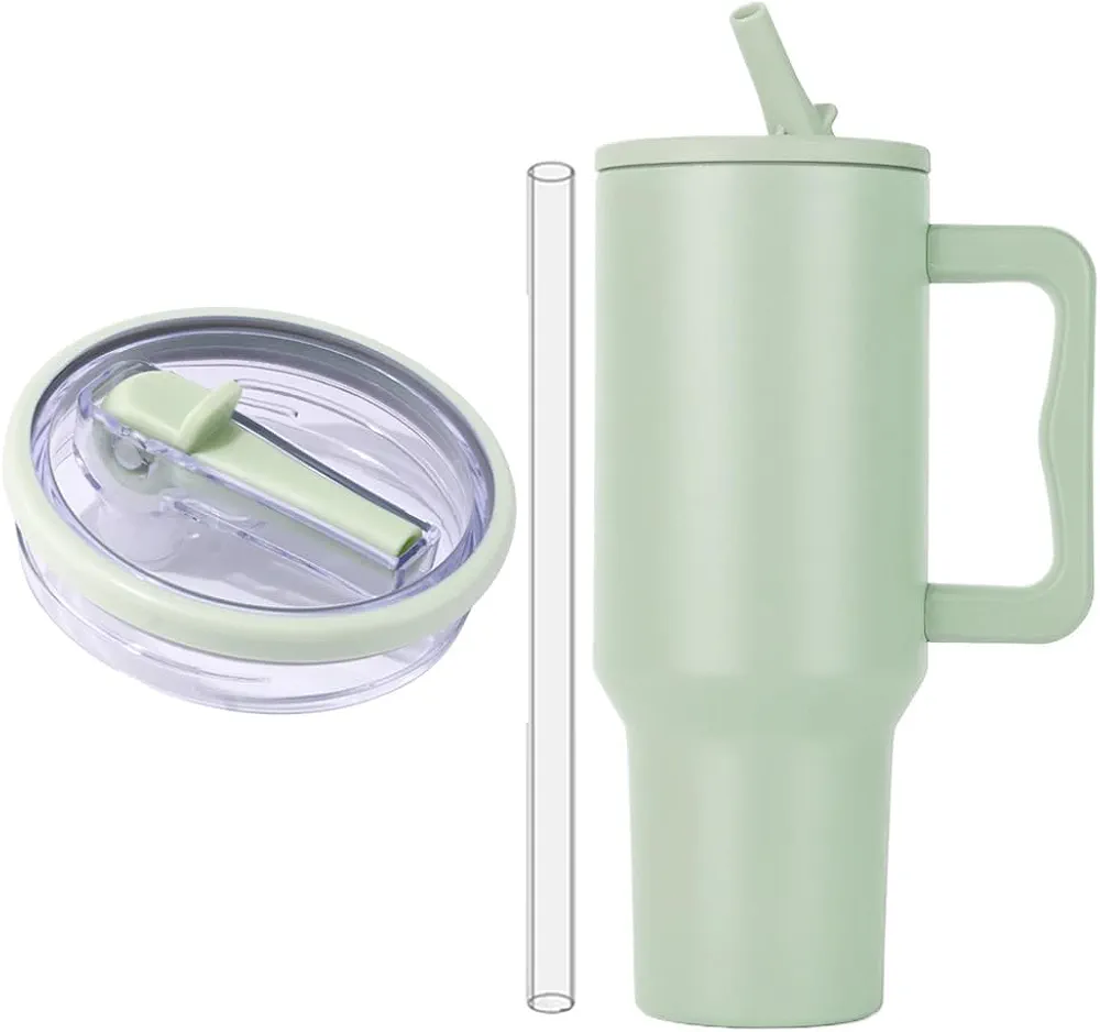 40 Oz Replaceble Tumbler Flip Straw Lid for Stanley Quencher, Lid Replacement for Stanley, Spill Proof Splash Resistant Tumbler Lids