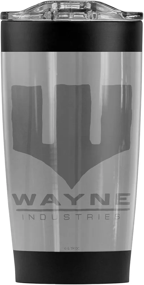 LOGOVISION Batman OFFICIAL The Wayne Stainless Steel Tumbler with Straw and Flip Lid 20 oz Travel Mug/Cup, Vacuum Insulated & Double Wall with Leakproof Dual Lid
