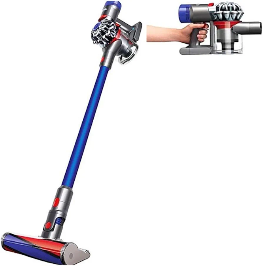 Dyson - V7 Fluffy Hardwood Cord-Free Stick Vacuum - Iron/Blue