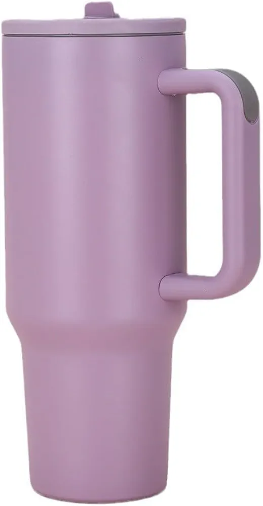 TSFS 40oz Tumbler with Handle Flip Straw | Rubber Base Straw | 100% Leak Resistant Water Bottle | Insulated Cup Reusable Stainless Steel Water Bottle Travel Mug (Lavender)
