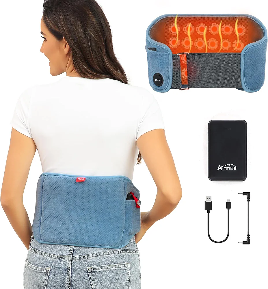Cordless Heating Pad for Back,Electric Portable Natural Jade Stones Heating Pad with 12V Battery Pack and 3 Heat Modes for Low Back,Present for Women Men