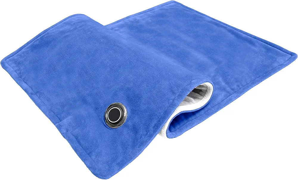 Portable USB Heating Pad for Back, Shoulder, and Neck Pain Relief, Car Travel Cordless Heating pad, Peroid Cramps Electric Outdoor Heating Pad 12''x24'' (Blue)
