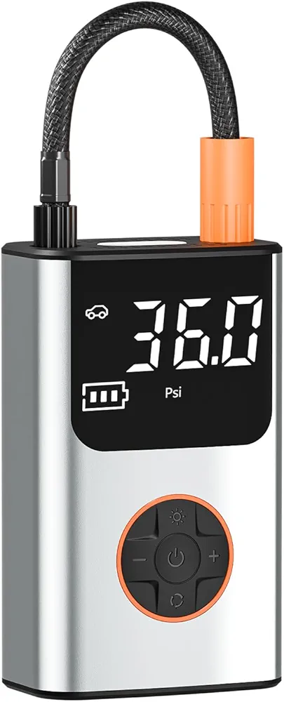 Tire Inflator Portable Air Compressor, Bike Pump, 150PSI Air Pump for Car Tires with Digital Tire Pressure Gauge and Auto Shut-Off, Air Compressor for Bicycle, Motorcycle, Compact Car, Ball(Silver)