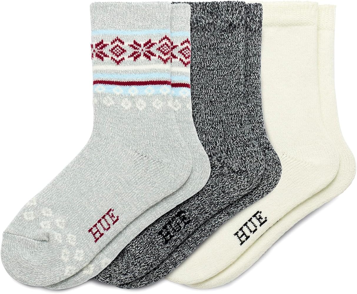 HUE Women's Crew Length Boot Socks, 3 Pair Pack