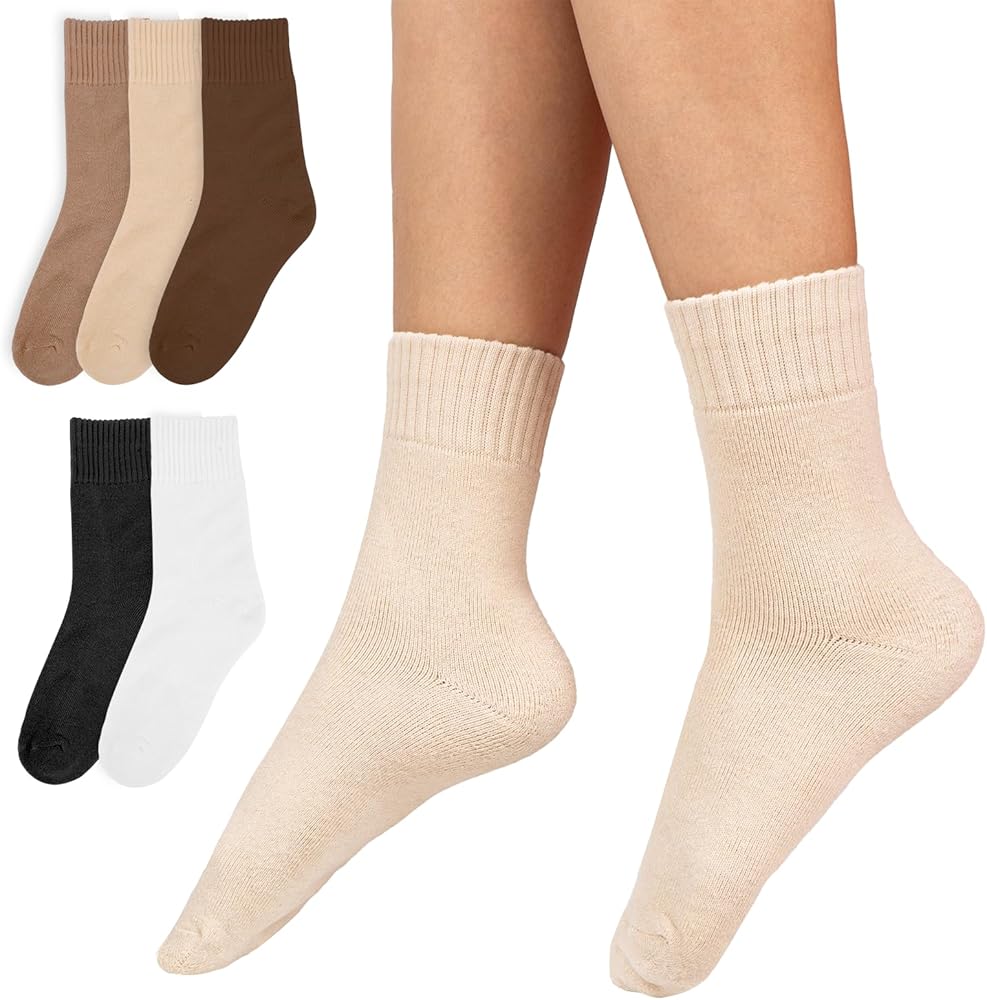 Warm Socks for Women Winter Boot Socks Size 9-11 Thermal Thick Cozy Crew Socks 5 Pairs