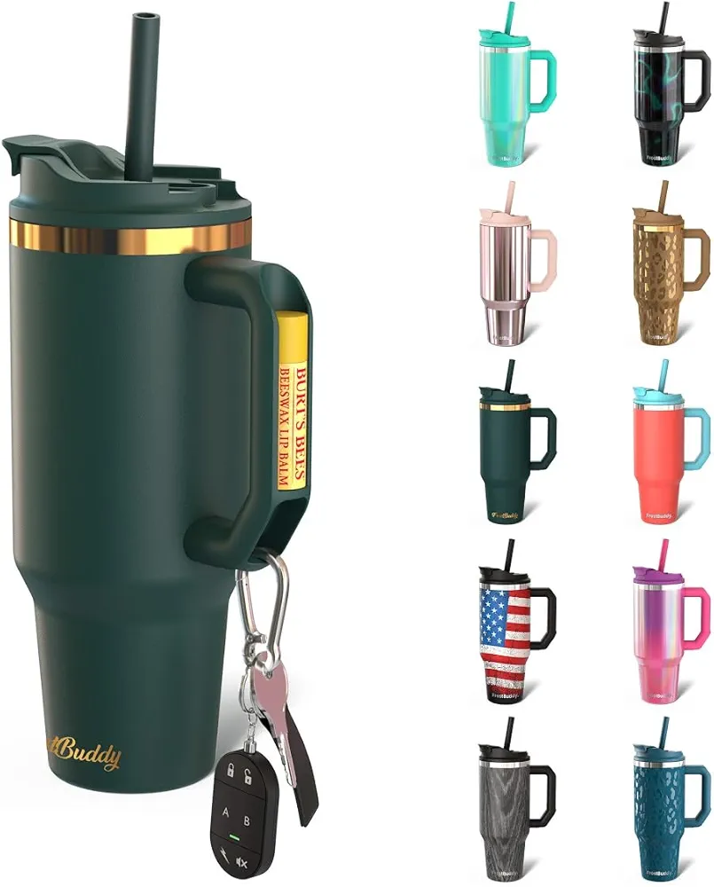 Thicc Buddy - 50 oz Stainless Steel Vacuum Insulated Tumbler with Lid and Straw for Water - Travel Mug Cupholder Friendly - Gifts for Women Men Him Her