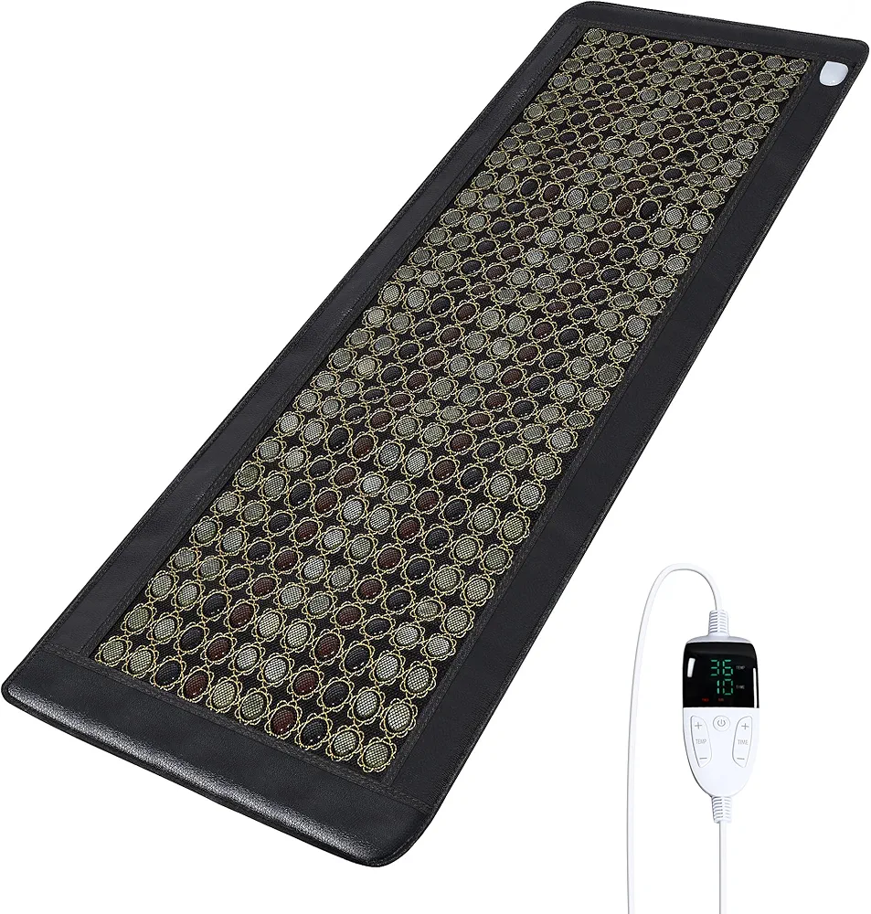 Far Infrared Heating Pad, Infrared Heating Pad Jade, Smart Controller with Memory Function, 190pcs Natural Jade and Tourmaline, Auto Shut Off, 50 x 23.5 inches