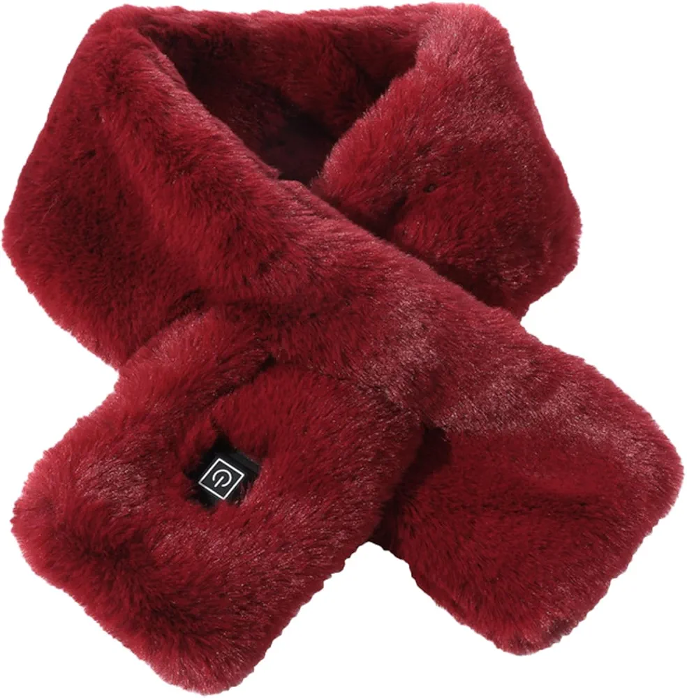 Electric Heating Scarf,USB Rechargeable Heating Scarf,Neck Heating Pad, Three Adjustable Temperatures for Outdoor Activities (Wine red)