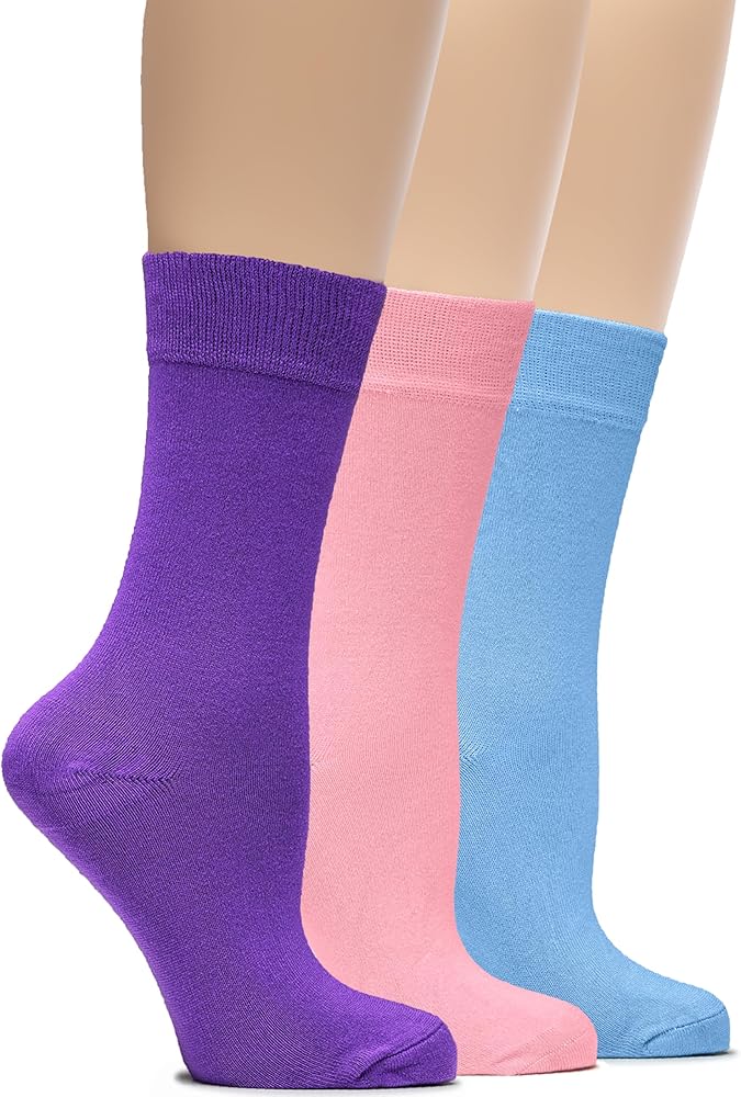 Hugh Ugoli Womens Bamboo Dress Socks, Extremely Soft & Thin & Crew Socks for Business Trouser Casual, Non-Binding, 3-6 Pairs
