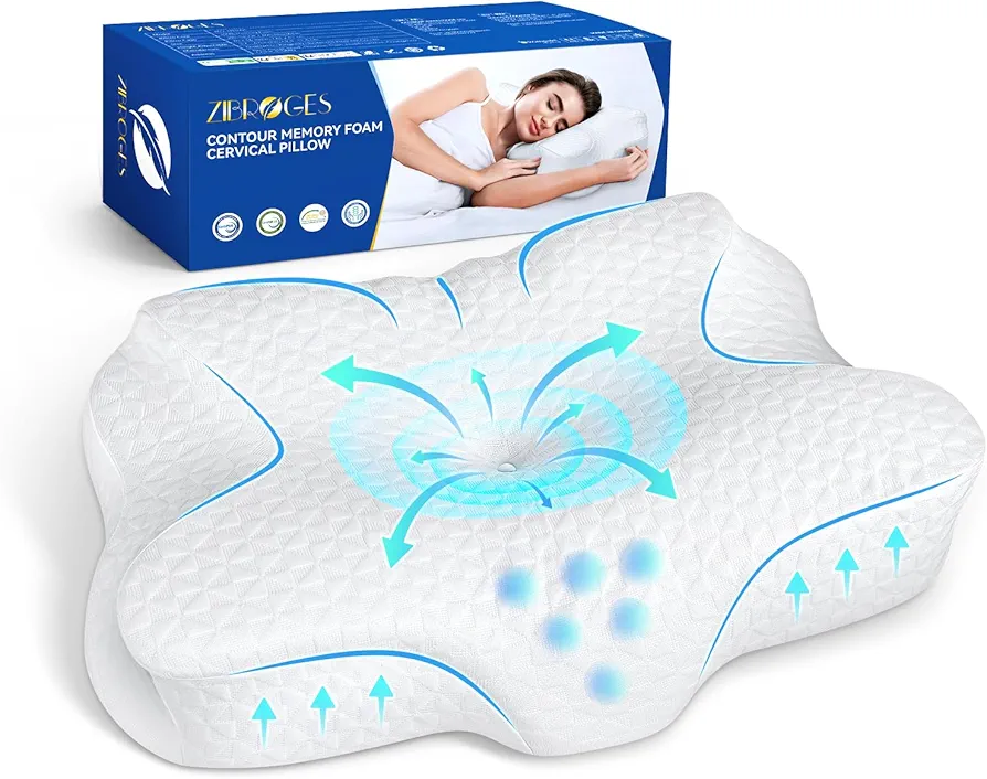 Memory Foam Cervical Pillow - Side Sleeper Pillow Neck Back Shoulder Pain Relief Sleeping Support Your Head - Cooling Ergonomic Orthopedic Contour Bed Pillow for Side Back Stomach Sleeper