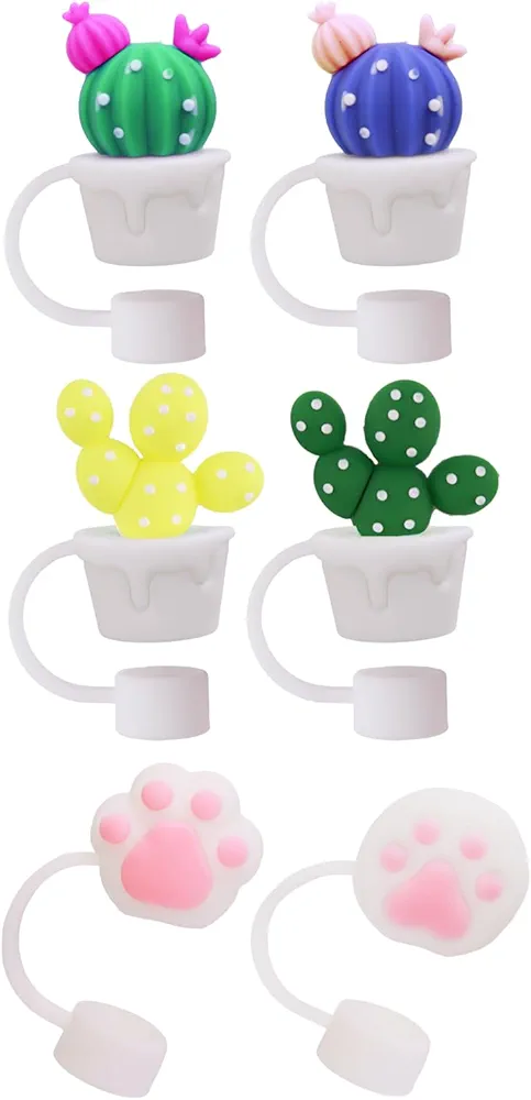 Cactus Straw Cover Caps for Stanley Cup, 0.4 Inch Straw Topper Compatible with Simple Modern with Handle, Dust-Proof & Leak-Proof Silicone Stanley Straw Lids