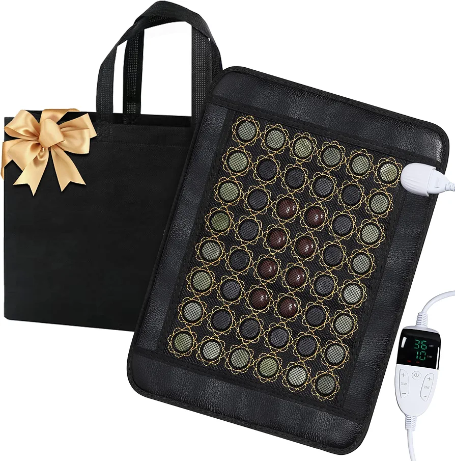 Infrared Heating Pad for Back, Far Infrared Natural Jade Heating Pad, Heating Pads with Travel Bag and Chair Strap, Auto Shut Off, Smart Controller with Memory Function, 15 x 19 inches