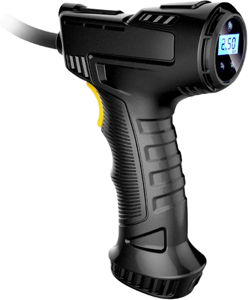 Tire Inflator Pump Air Compressor with LCD Screeen Digital Pressure Gauge, Portable Handheld Car Air Compressor with LED Illumination Light and Cigarette Lighter Charging