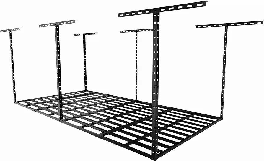 SunsGrove 4x8 Garage Storage Overhead Rack Organization, Adjustable Ceiling Mounted Storage Racks, 750LBS Weight Capacity, 22"-40" Ceiling Dropdown, Black