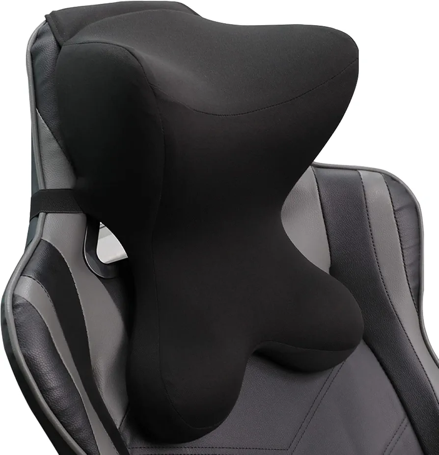 Car Neck Pillow for Driving Seat Car headrest Pillow/Gaming Chair Pillow with Adjustable Strap Removable Cover Ergonomic Design Neck Support Pillow for Car, Office Chair, Gaming Chair(Black)