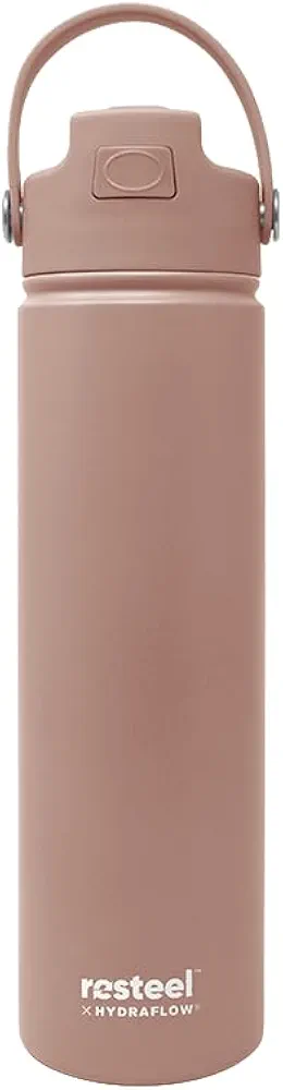 HYDRAFLOW Re-Steel Water Bottle: 25oz Triple Wall Vacuum Insulated, Recycled Stainless Steel, Leak Proof, BPA-Free, w/Flip Straw – Perfect for Sports, Travel and Hydration - Earthy Bark