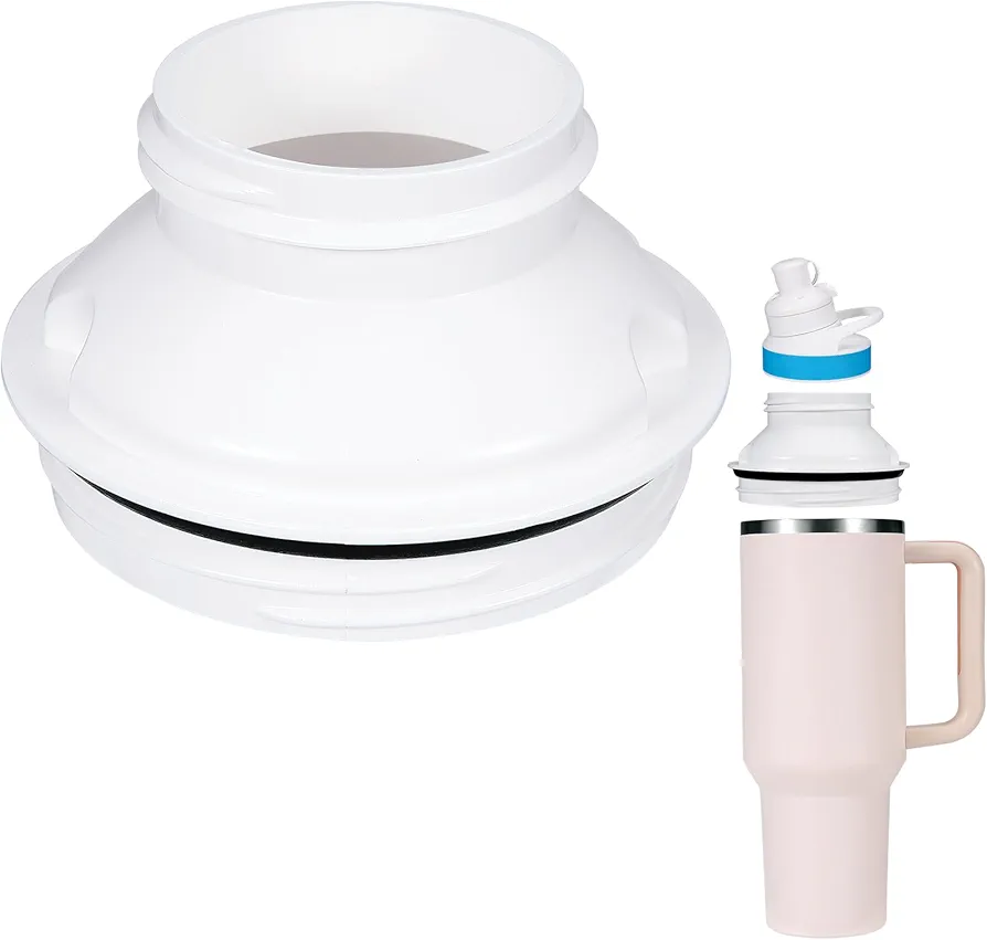 Aobiono Water Bottle Adapter for Stanley 30oz Quencher Tumbler to Cir-kul, Lid Cap Converter Accessories, BPA Free Plastic, Food Grade Silicone Gasket Leakproof (for 30oz-White-1Pc)