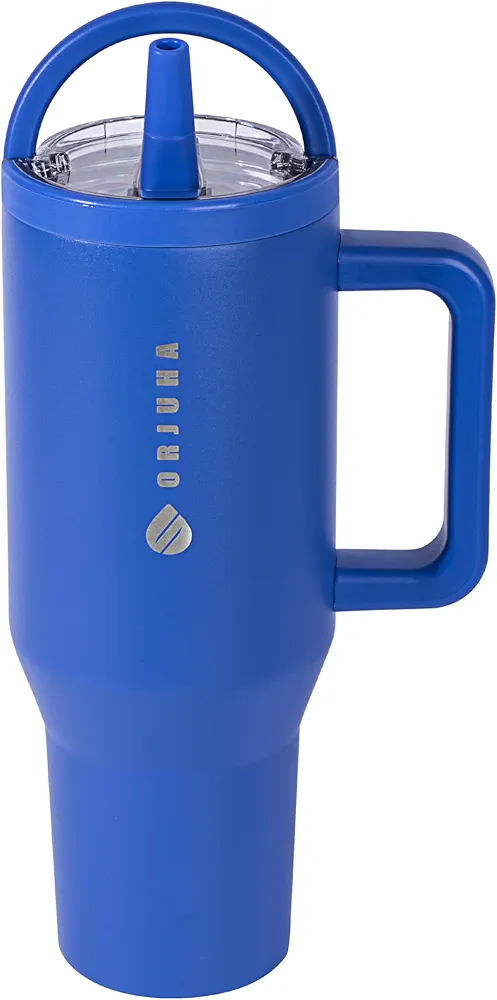 40 Oz Travel Tumbler- Leakproof Insulated Stainless Steel Travel Tumbler with Handle, Flip Straw, Cupholder Friendly, Gifts for Women & Men (Hyper Blue, 40 OZ)
