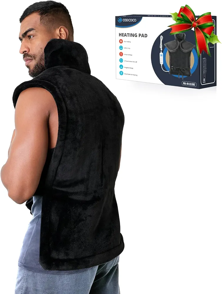 CooCoCo King Size Heating Pad for Back Pain Relief, Christmas Birthday Gifts for Men Women Mom Dad, FSA HSA Eligible 24x37 XXL Large Electric Heat Pad for Neck Shoulders, Machine Washable, 10ft Cord