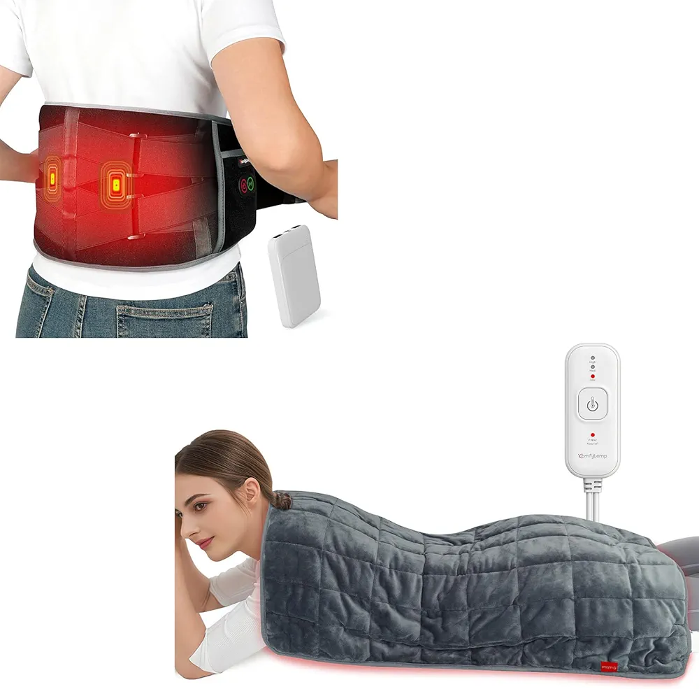 Comfytemp Cordless Heating Pad with Lower Back with 3 Heat & Auto-Off and Comfytemp Far Infrared Heating Pad for Back & Cramps, FSA HSA Eligible 17"×33" XXXL Large Electric Heat Pad, FSA HSA Eligible