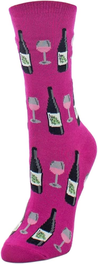MeMoi Wine Glass Rayan Blend Crew Socks