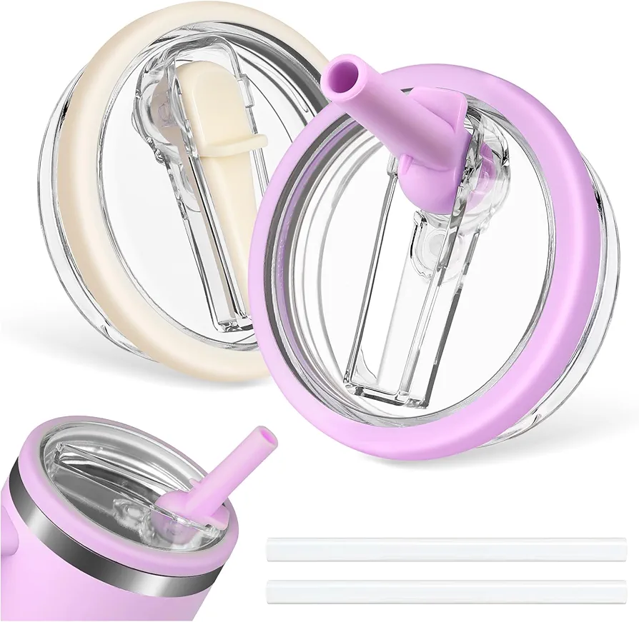 2 Pcs Tumbler Flip Straw Lid Replacement fit for 40 oz Stanley Quencher Cup, Leak-Proof Covers Perfect Fit for Stanley Travel Tumbler