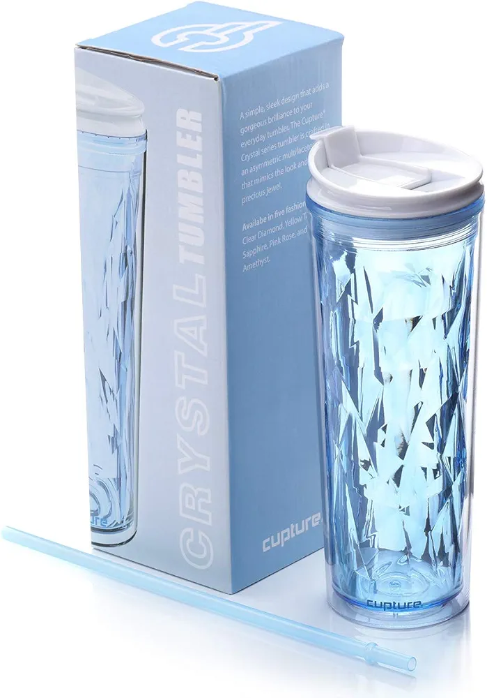 Cupture Crystal Click & Seal Shake Tumbler Cup for Hot or Cold Drinks, 1 Count (Pack of 1), Blue Sapphire,22 ounce