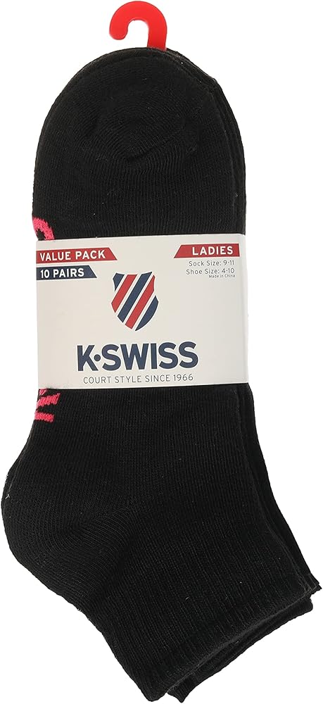K-Swiss Women's Ankle Socks - 10 Pairs Quarter Socks for Women, Ladies Ankle Socks - Lightweight Ankle Socks for Women