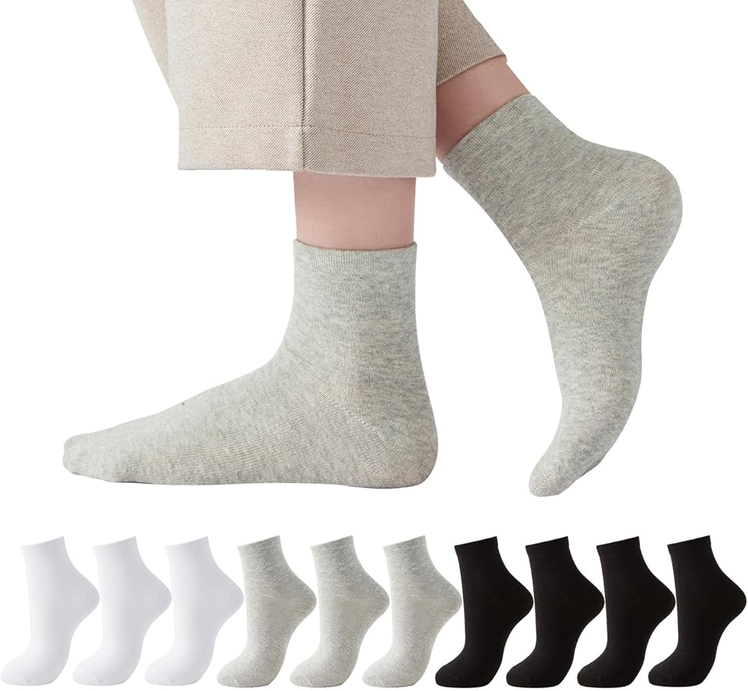 J-BOX Crew Socks for Women Casual Cotton Socks Soft Breathable Dress Socks 10 Pairs