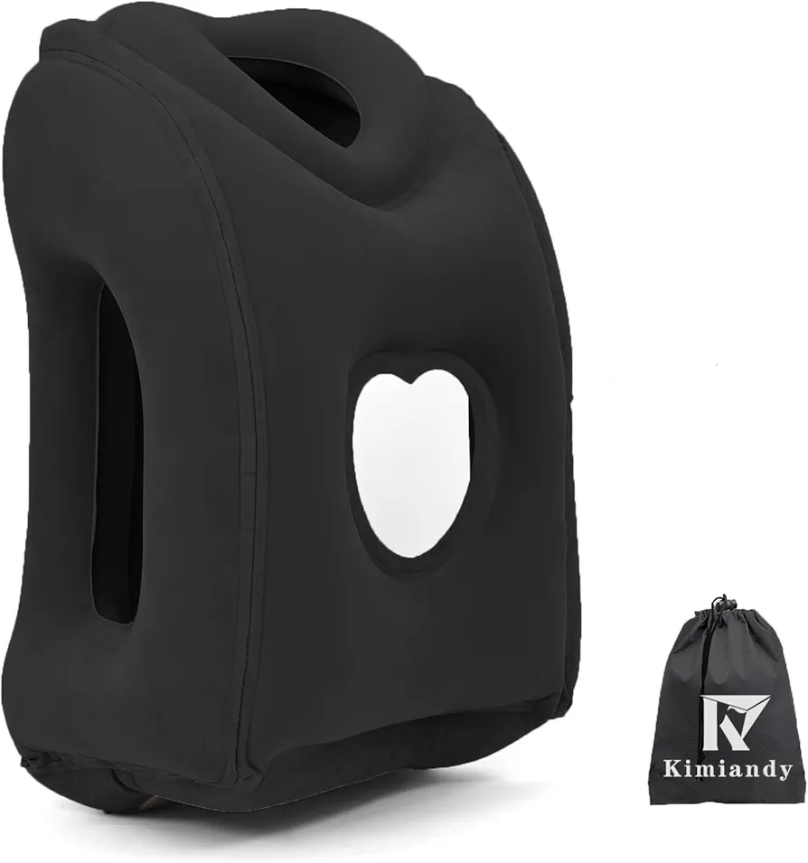 Upgraded Inflatable Travel Air Pillow for Sleeping to Avoid Neck and Shoulder Pain,21" H*12.6" W (Dark Black, 21 x 12.6 x 12.6 inches)