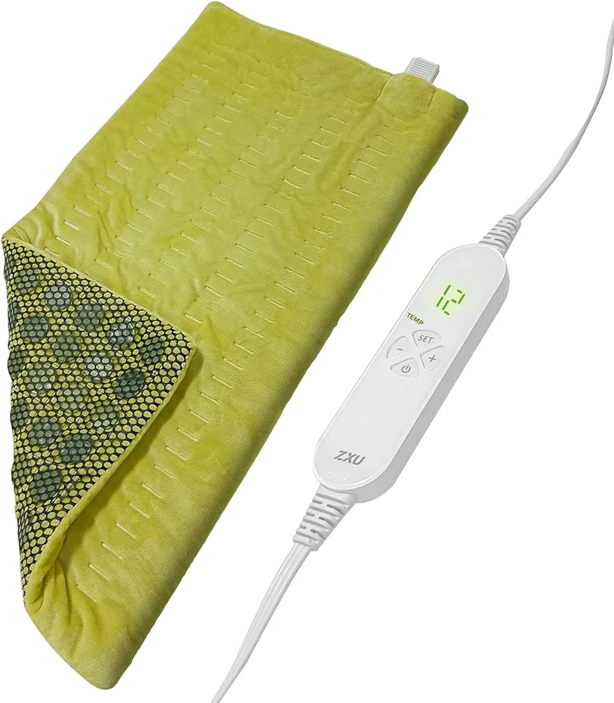 Jade Stone Heating Pad for Back Pain Relief, Weighted Electric Heating Pad for Back Pain and Cramps Relief,XL King Size Hot Heated Pad with 12 Heating Level and 1-24h Auto-Off,Stay on Function