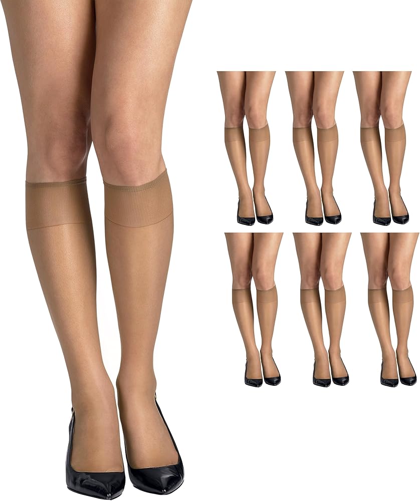 Hanes Women's Silk Reflections Sheer Knee Highs Reinforced Toe (2 Pack)