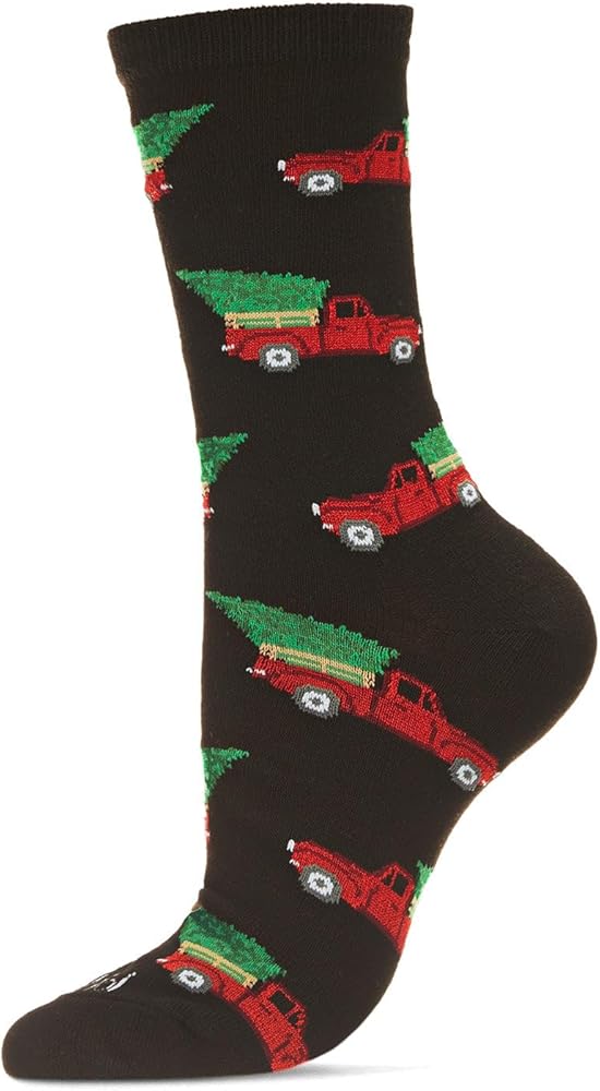 MeMoi Women's Christmas Tree Truck Holiday Crew Socks