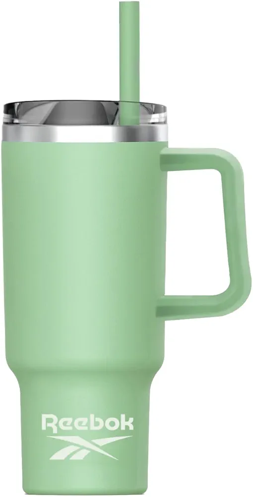 Reebok Stainless Steel Tumbler With Lifestyle Design - 40oz Tumbler With Handle - Double Wall Tumbler Vacuum Insulated - Leak Proof Tumbler For Men & Women (Green)