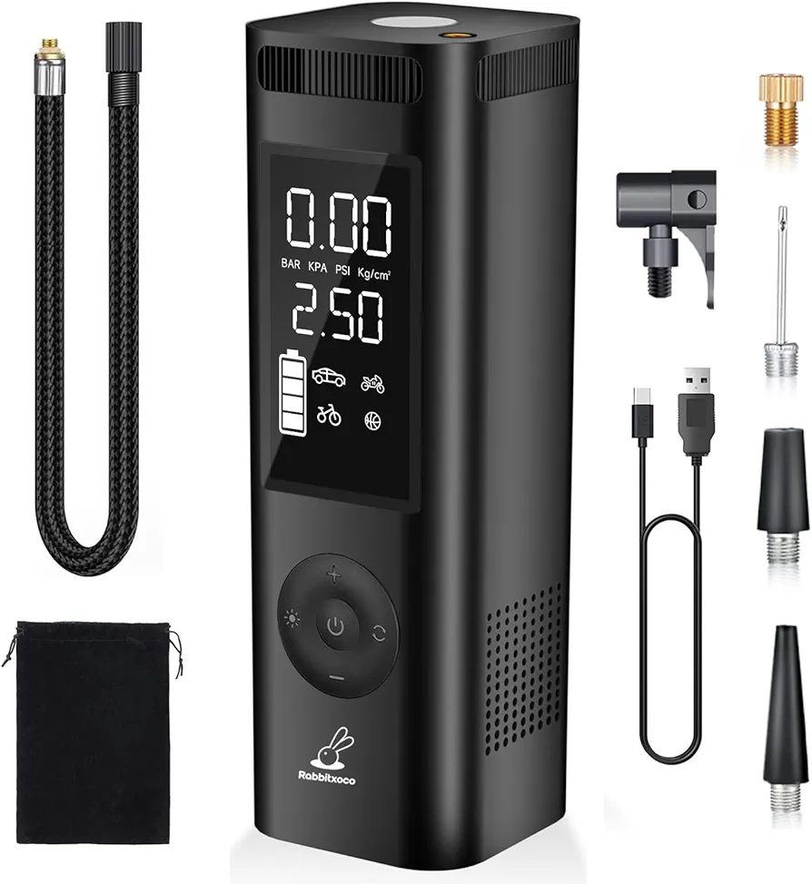 Tire Inflator Portable Air Compressor 150PSI Air Pump 7800mAh Tire Pump 3x Faster Air Pump for Car Tires with All Model Valve Suitable SUV, Car, Motorcycle, Bike, Ball