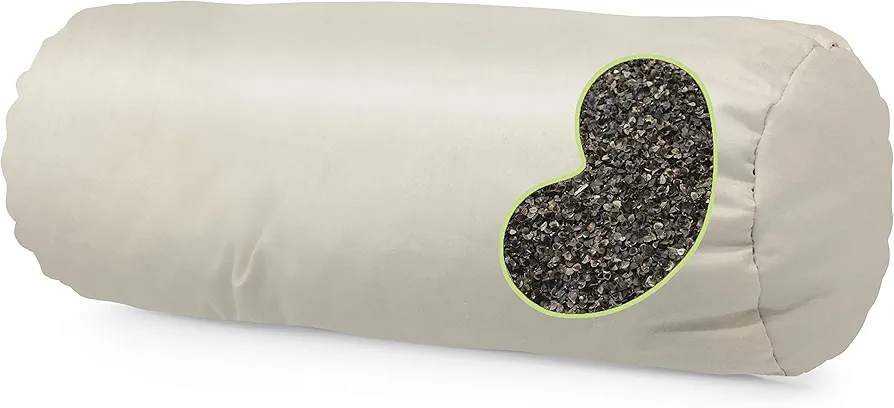 Bean Products Neck Roll Pillow - Made in USA - Organic Cotton Zippered Shell with Organic Buckwheat - 5" x 14"