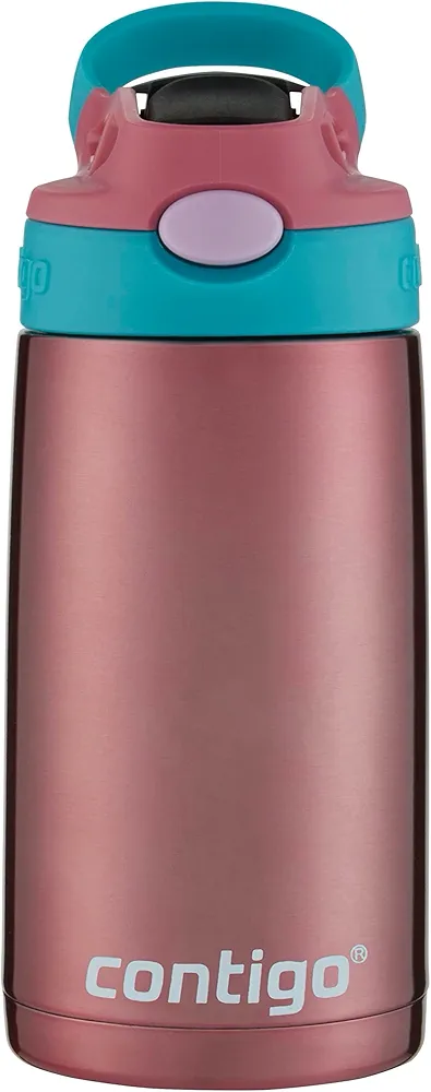 Contigo Kids Straw Stainless Steel Water Bottle with AUTOSPOUT Lid, 13oz, Punch