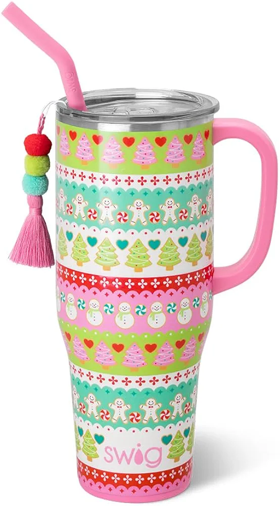Swig Life 40oz Mega Mug, 40oz Tumbler with Handle and Straw, Extra Large Insulated Tumblers, Cup Holder Friendly Travel Mug (Cookie Jar)