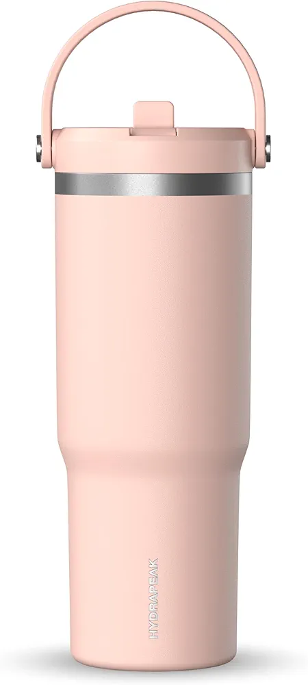 Hydrapeak Nomad 32 oz Tumbler with Handle and Straw Lid, Leakproof Tumbler, Tumbler Lid Straw, Double Insulated Tumblers, 32oz Double Insulated Cup Straw, Stainless Steel (Peony)