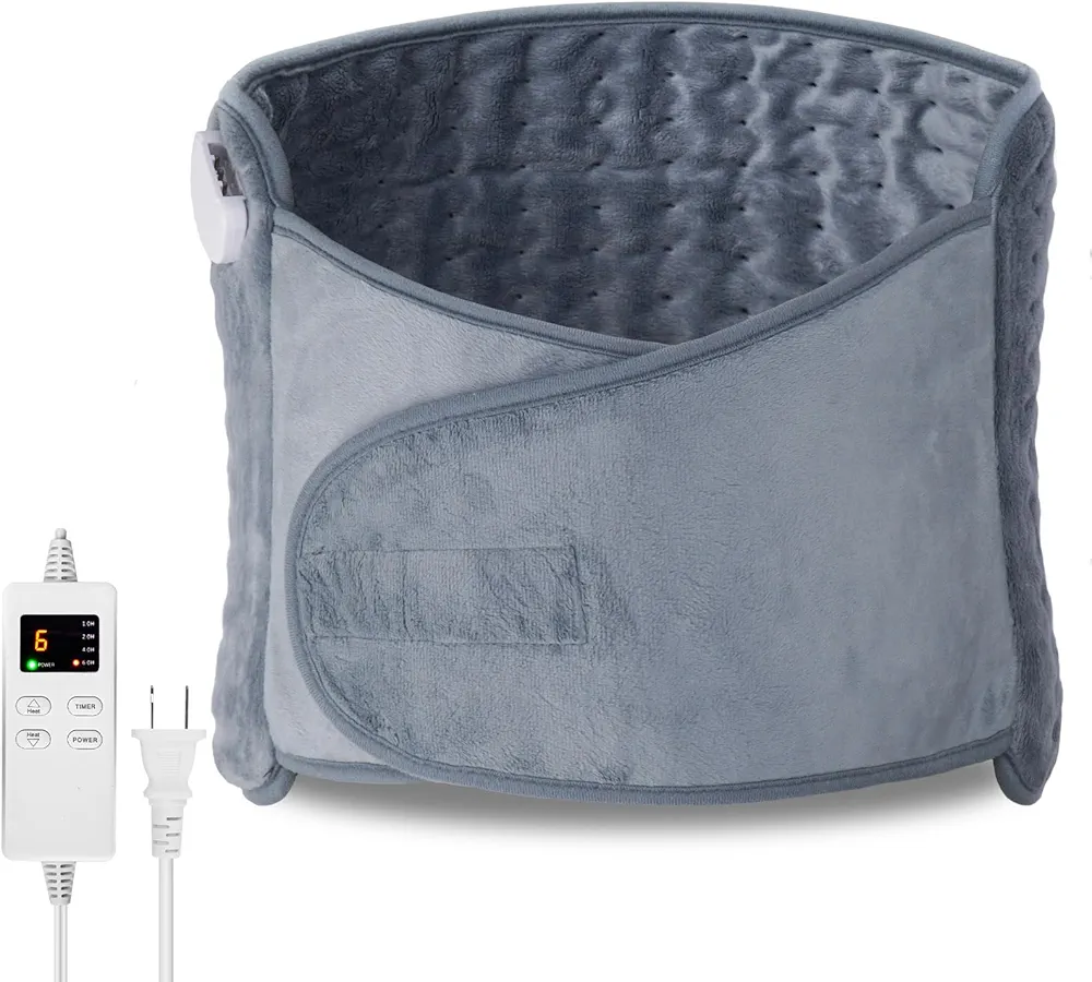 Heating Pad for Back Pain and Cramps Relief, Heating Pad Belt, Lower Back Heating Pad, with 4 Timer Settings 11.8x23.6 Inch, with Auto Off and 6 Heat Setting for Back Pain Relief and Cramps Gray