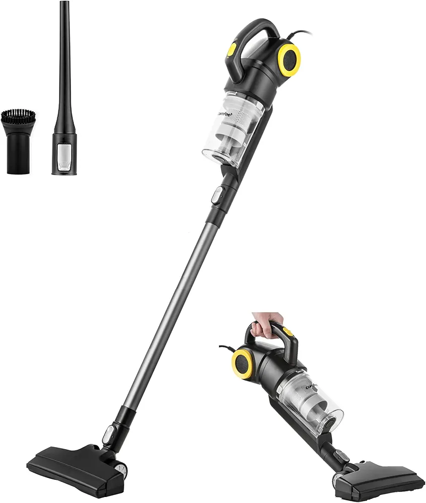 COMFEE' 20S 3 in 1 Lightweight Stick Vacuum Cleaner, Powerful Suction Corded Handheld Vac for Pet Hair, Black