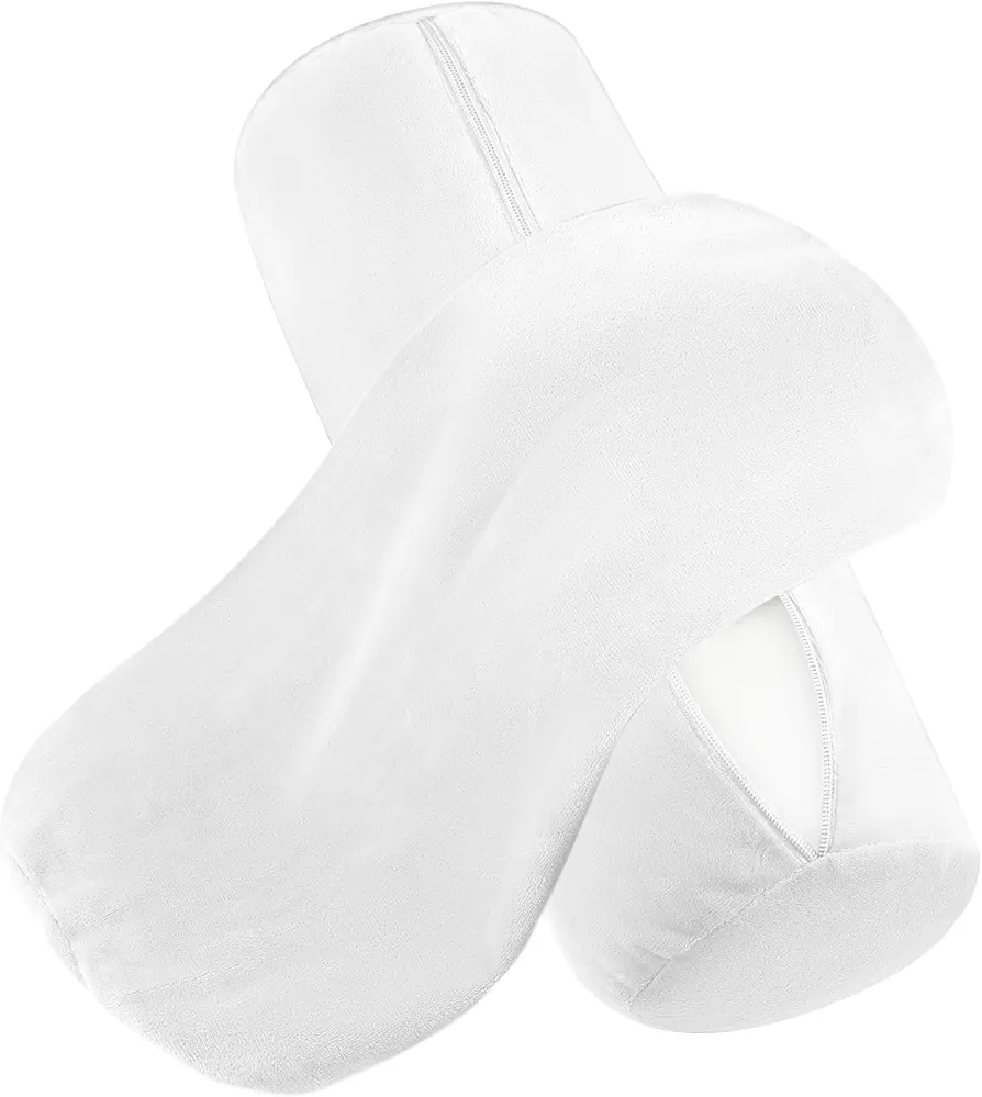 Prasacco 2 Pcs Neck Roll Pillow Cover with Zipper, Round Neck Pillow Case Soft Neck Roll Pillow Cover Pillowcases Round Cervical Pillow Case for Cylindrical Pillow Cushion (White, 16 x 6 Inch)