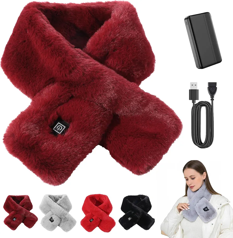 Voltex Heated Scarf for Women Men Rechargeable, Voltex Heated Scarf, Brylony Electric Heating Scarf, Neck Heating Pad (Red-a)