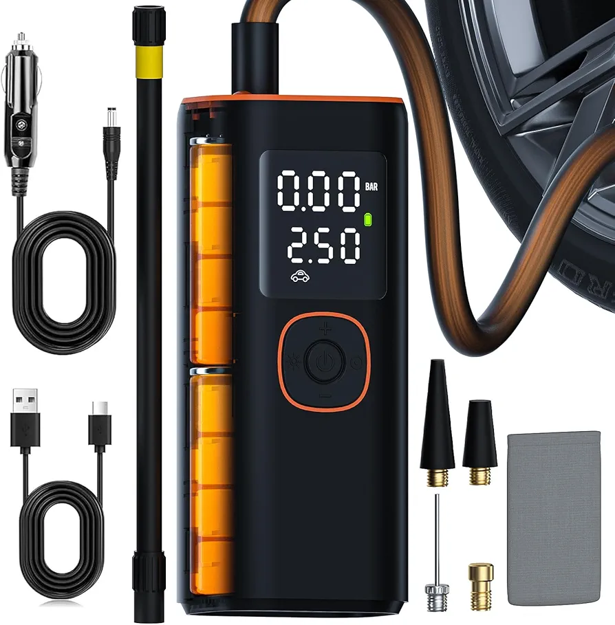 Tire Inflator Portable Air Compressor 20000mAh & 150PSI,Car Tire Air Pump Portable 12V DC,Portable Tire Inflator For Car,Tire Pump For Car Portable,Air Pump For Car Tires.