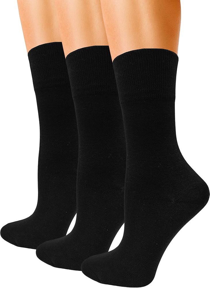 Winterlace Womens Premium Soft Crew Socks, 3 Pairs Bamboo Rayon Viscose Thin Trouser Dress Socks Bulk Pack