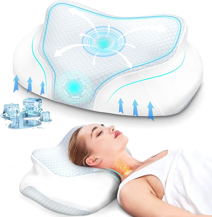 MASTERY MART Cervical Pillow with Memory Foam for Neck Pain and Shoulder Pain Relief Contour Orthopedic Pillow for Supine Belly and Side Sleeping
