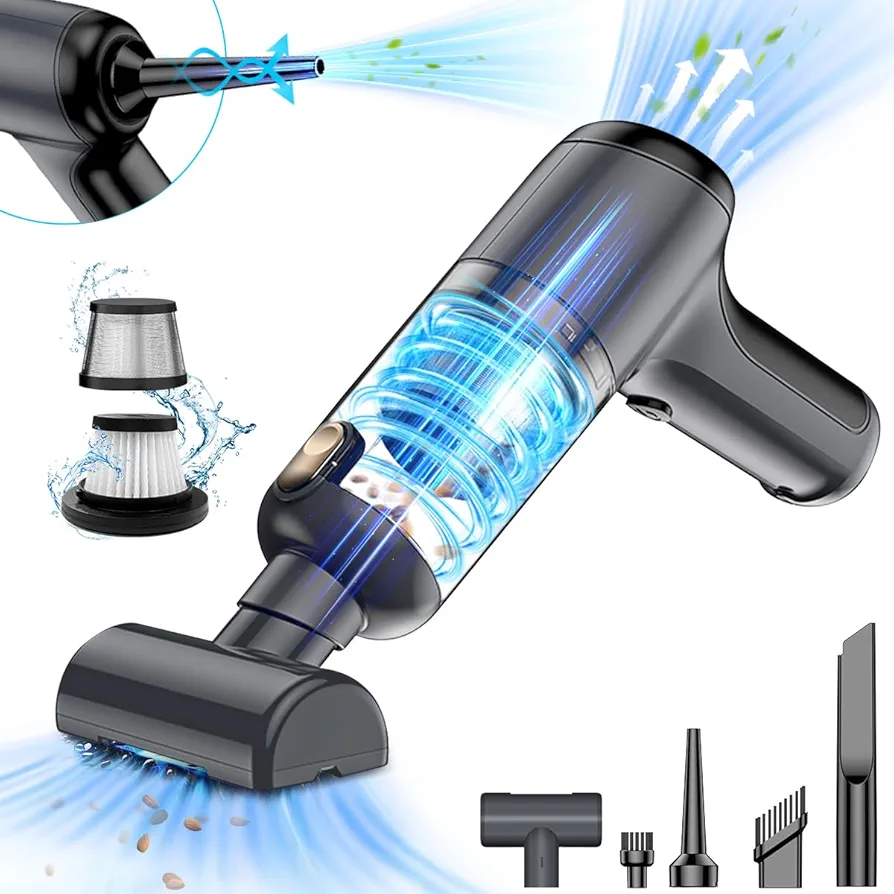 Handheld Car Vacuum Cleaner Cordless, 20000PA Wireless Portable Vacuum Cleaner with Strong Suction, 3 in 1 High Power Mini Hand Held Car Vacuum Cleaner Air Duster for Car, Home, Pet Hair