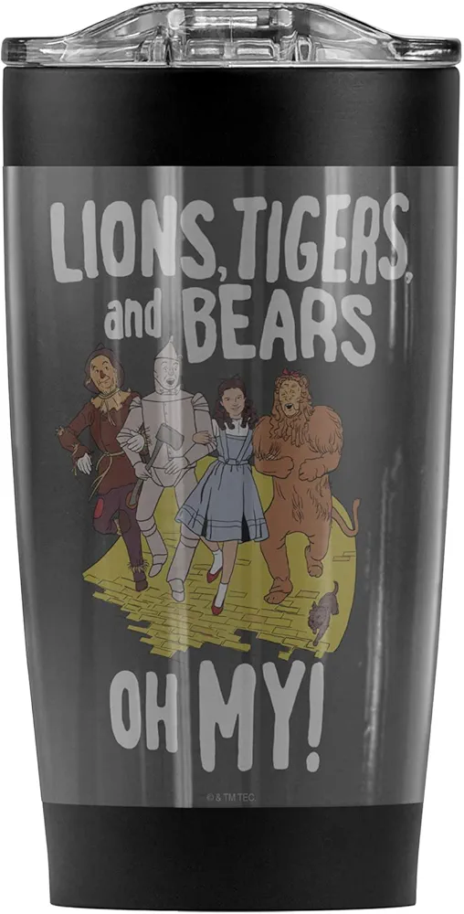 Wizard Of Oz OFFICIAL The Yellow Brick Stainless Steel Tumbler with Straw and Flip Lid 20 oz Travel Mug/Cup, Vacuum Insulated & Double Wall with Leakproof Dual Lid