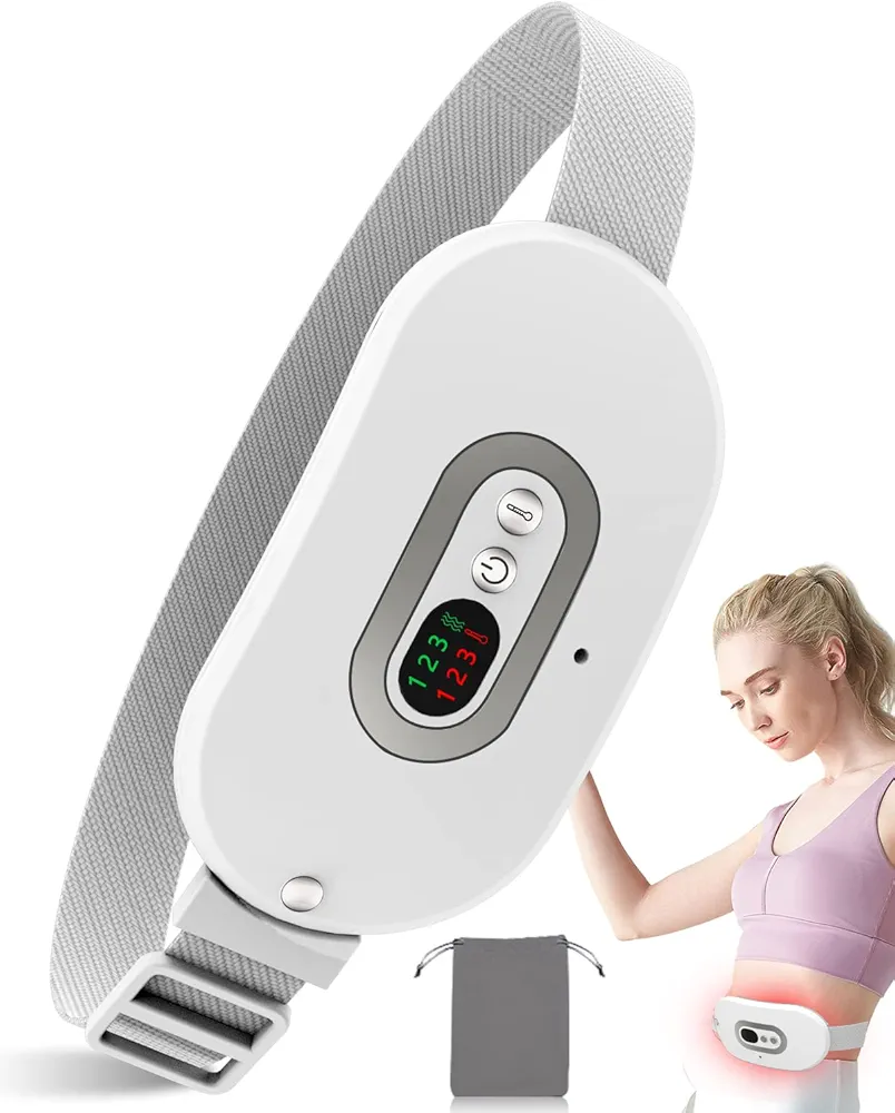 OVIFM Heating Pads for Cramps,Portable USB Cordless Heating Pad with Massager for Back Pain Relief, FSA HSA Eligible Heat Belt Gifts for Women White