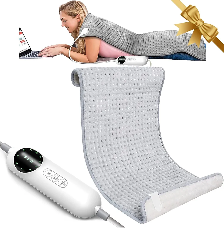 Electric Heating Pad - 20"x 40" Extra Large Heating Pad for Back Pain Relief, 10 Heat Settings Heat Pad for Cramps, Auto Shut Off Soft Washable Moist Heated Pad Dry Therapy for Shoulder Neck